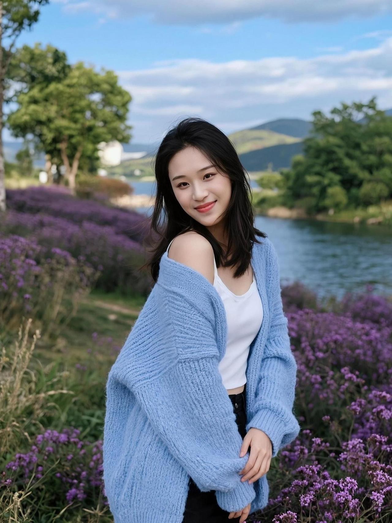 晴光裁碎半江柔，紫穗摇风野岸秋。云影轻栖衫色里，笑涡漫作一川流。秋日风景