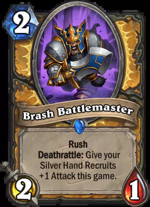 炉石传说报告骑有搞头，数值给的太够了！骑士稀有随从，2费2/1突袭。亡语：在本