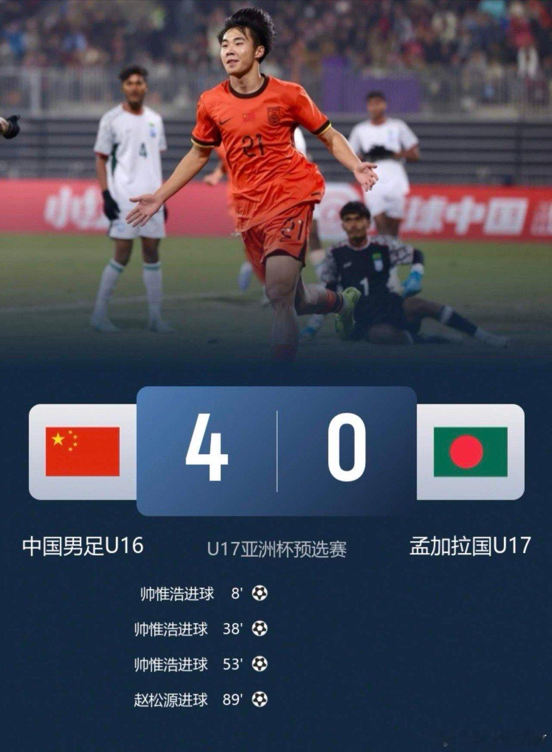 太绝了！随着U16国足4-0大胜孟加拉U17，彻底暴露出3大不争的事实1.徐正鹏