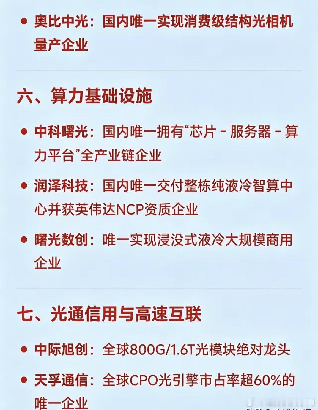 A股稀缺唯一性科技企业汇总一、芯片算力寒武纪、海光信息、龙芯中科、景嘉微、复旦微