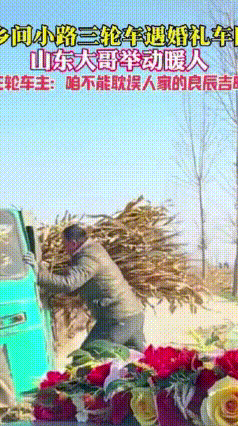 格局打开了！山东一大哥去自家地里拉玉米秸秆，返回途中，恰巧遇到了婚车队。大哥为了