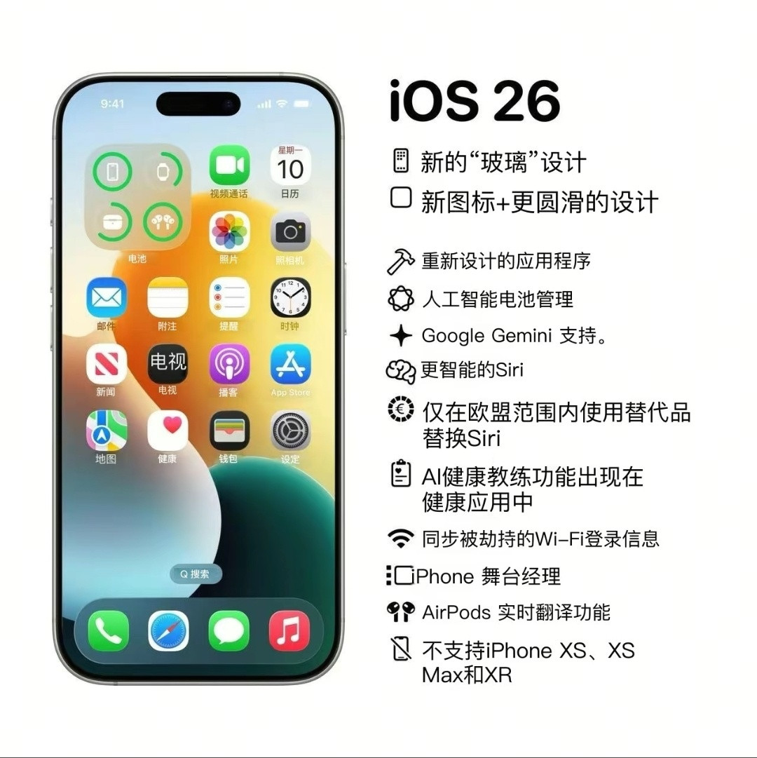 6月临近，iOS19无了，改为了iOS26目前最新消息是整体风格变为v