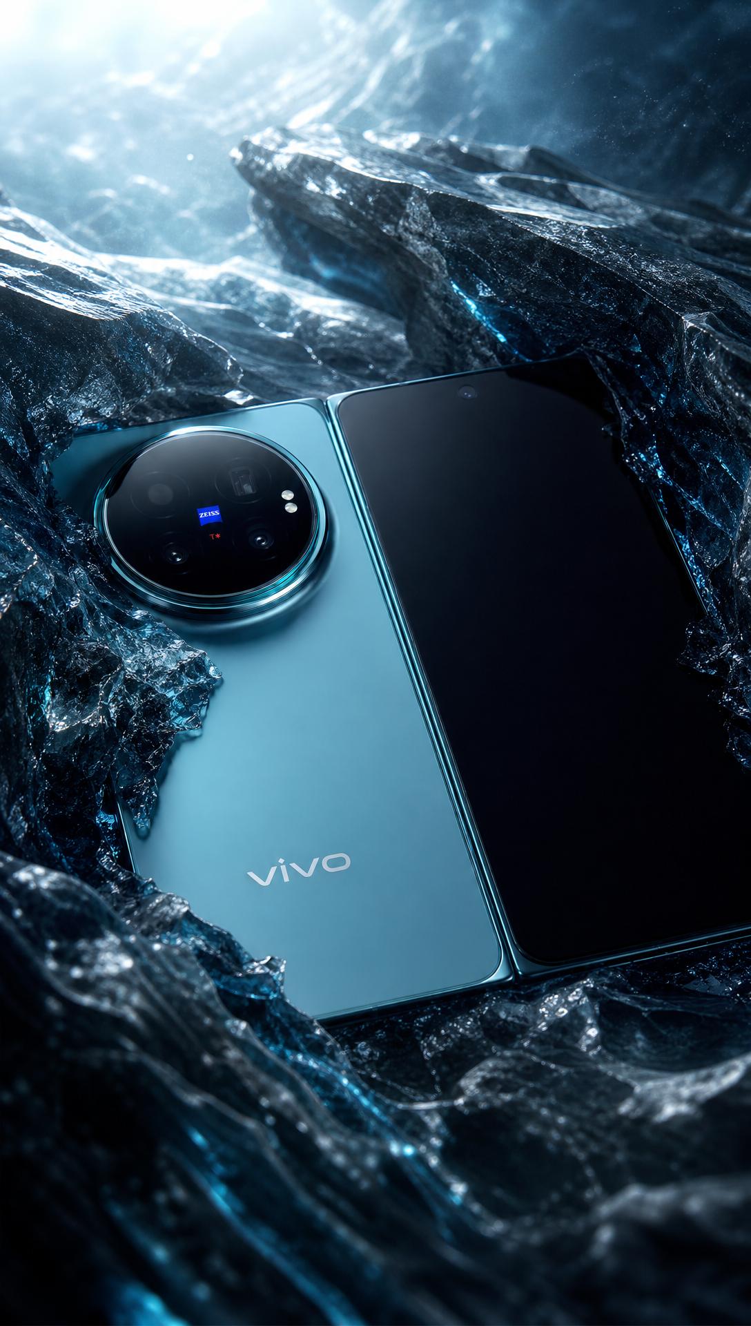 vivoXFold6冰川蓝洞之力如像深不可测的冰川蓝洞，优雅、纯净、安