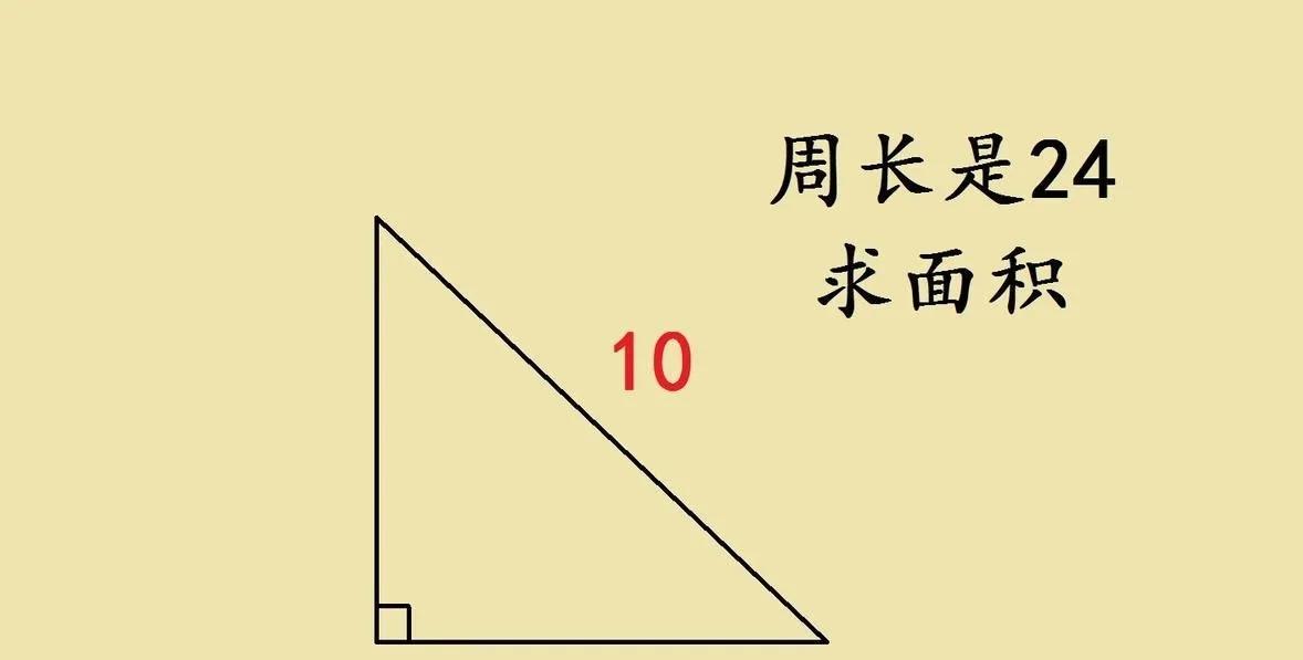 五六年级的几何压轴题，直角三角形斜边10、周长24，求面积，好多孩子直接懵圈！