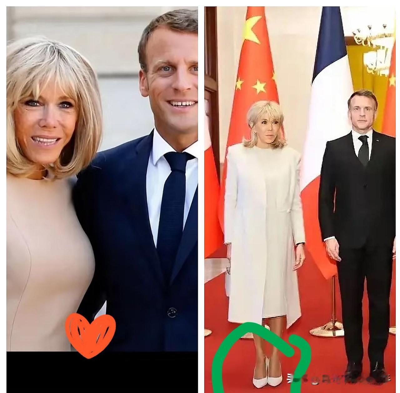 马克龙怕是要气笑！带71岁爱妻布丽吉特访华，居然被拿去跟泰王妃苏提达比年