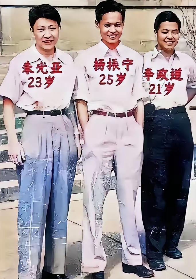这是三位科学界泰斗年轻时的真实容貌，这可不是演员扮演的，那年杨振宁25岁，朱光亚