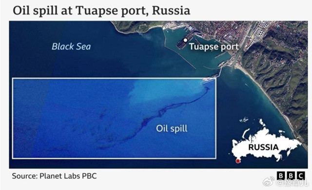 乌克兰武装部队袭击了俄罗斯境内特鲁兹石油码头后,形成了3.6公里的石油泄漏。乌克