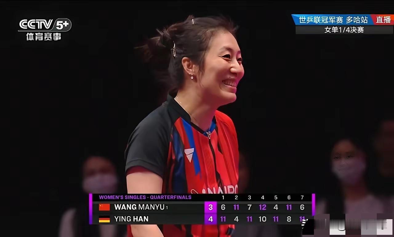 赢了王曼昱：有谁休息到韩莹“惊讶表情”当最后一个球落地，韩莹终于赢下了比赛，