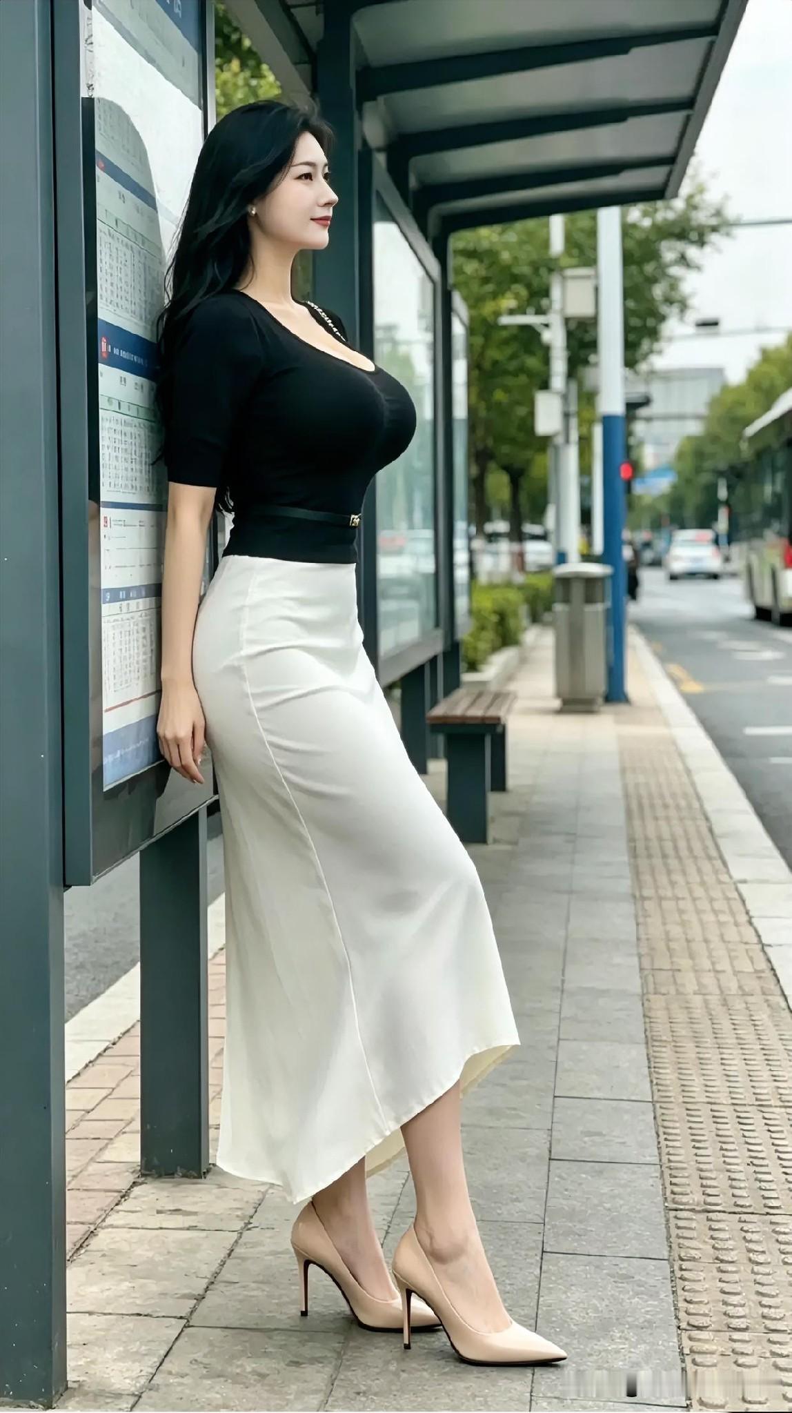 黑白经典穿搭，勾勒曼妙身姿，于喧嚣街头定格一份从容优雅。