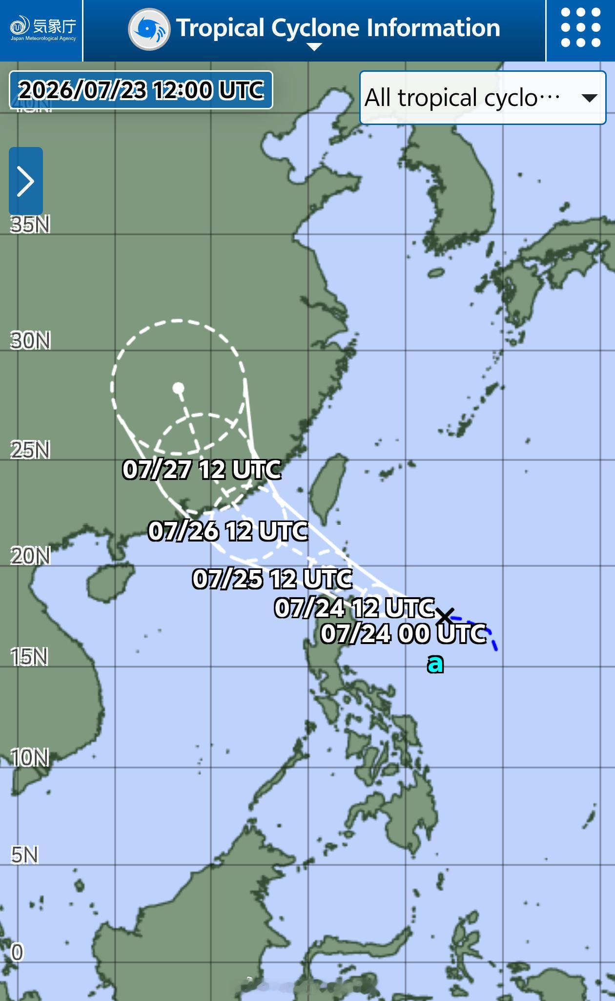 台风红霞今晚，日本气象厅还没有将菲律宾东部海域的热带低压升级编号，台风红霞还在