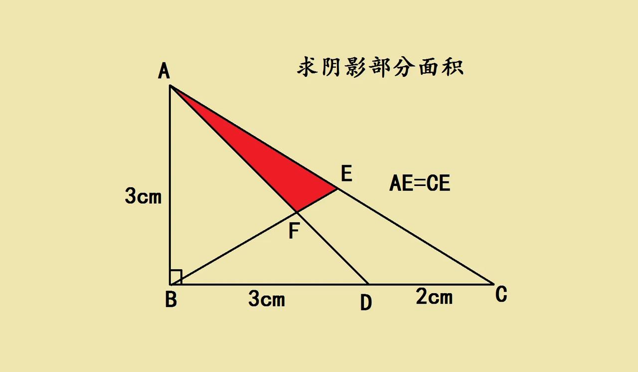 这是一道小学奥数题，几何难题，求阴影面积，很多学生直接交白卷。如图所示，直角