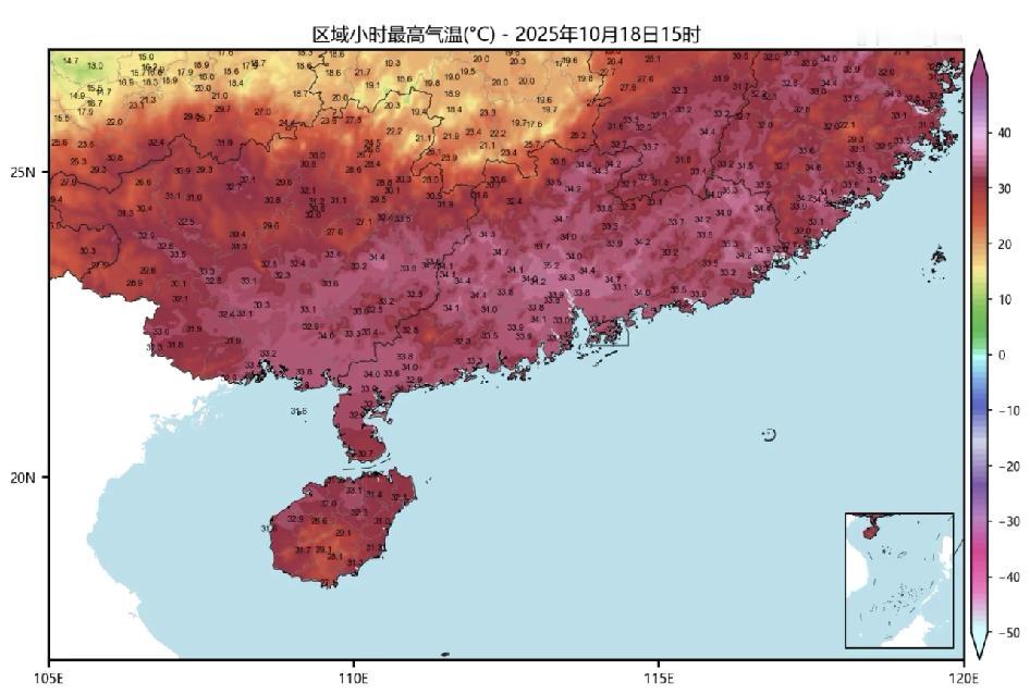 冷空气实况，前锋抵达南岭。今天下午，冷空气继续向南推进和渗透，结合地面风场和