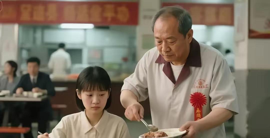 食堂大叔每次打饭都故意少给我肉，我默不作声，年底他参选先进员工，看到评委席上的我