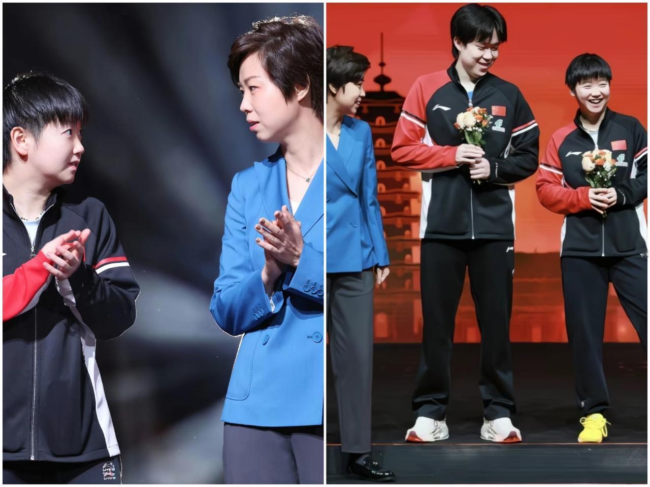 张怡宁的手，在莎莎转身时，抬住了半寸。领奖台上，莎莎笑着问：“宁姐，下次颁奖你