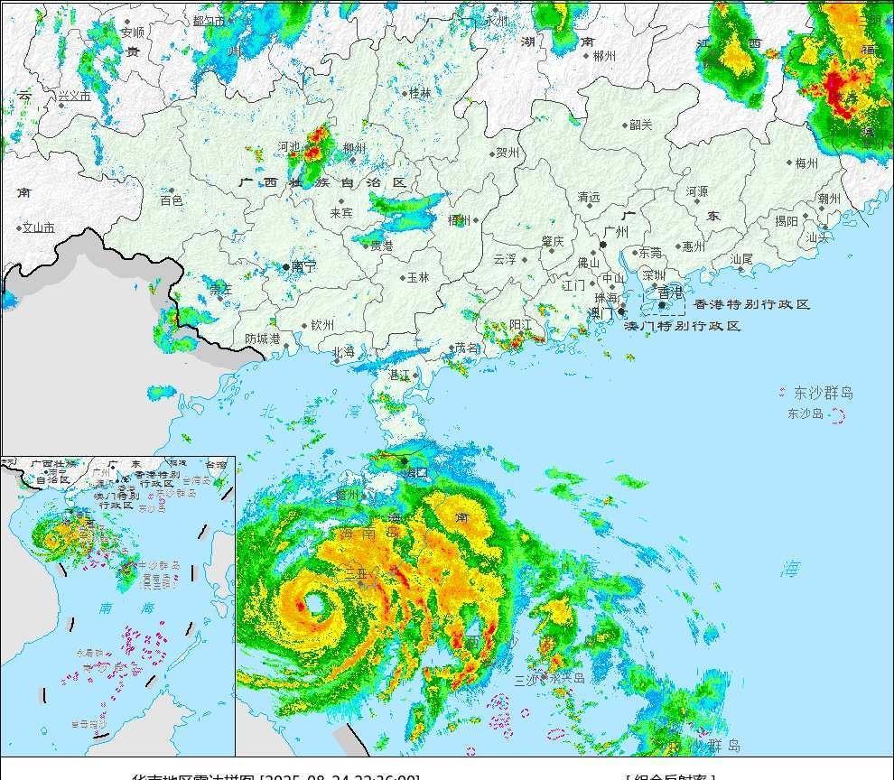 今晚强台风剑鱼紧擦海南岛南部西行而去，三亚成为了本次台风过程中受影响最大的地区，