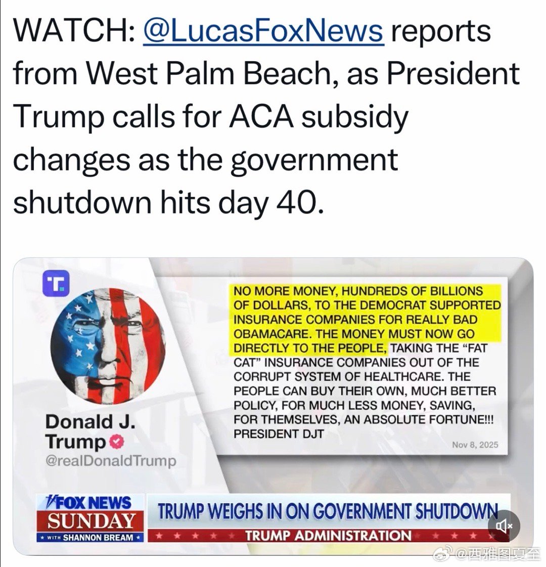 政府关门第四十天，联邦参议院共和党，根据总统要求，向民主党提出解决方案：不续医保