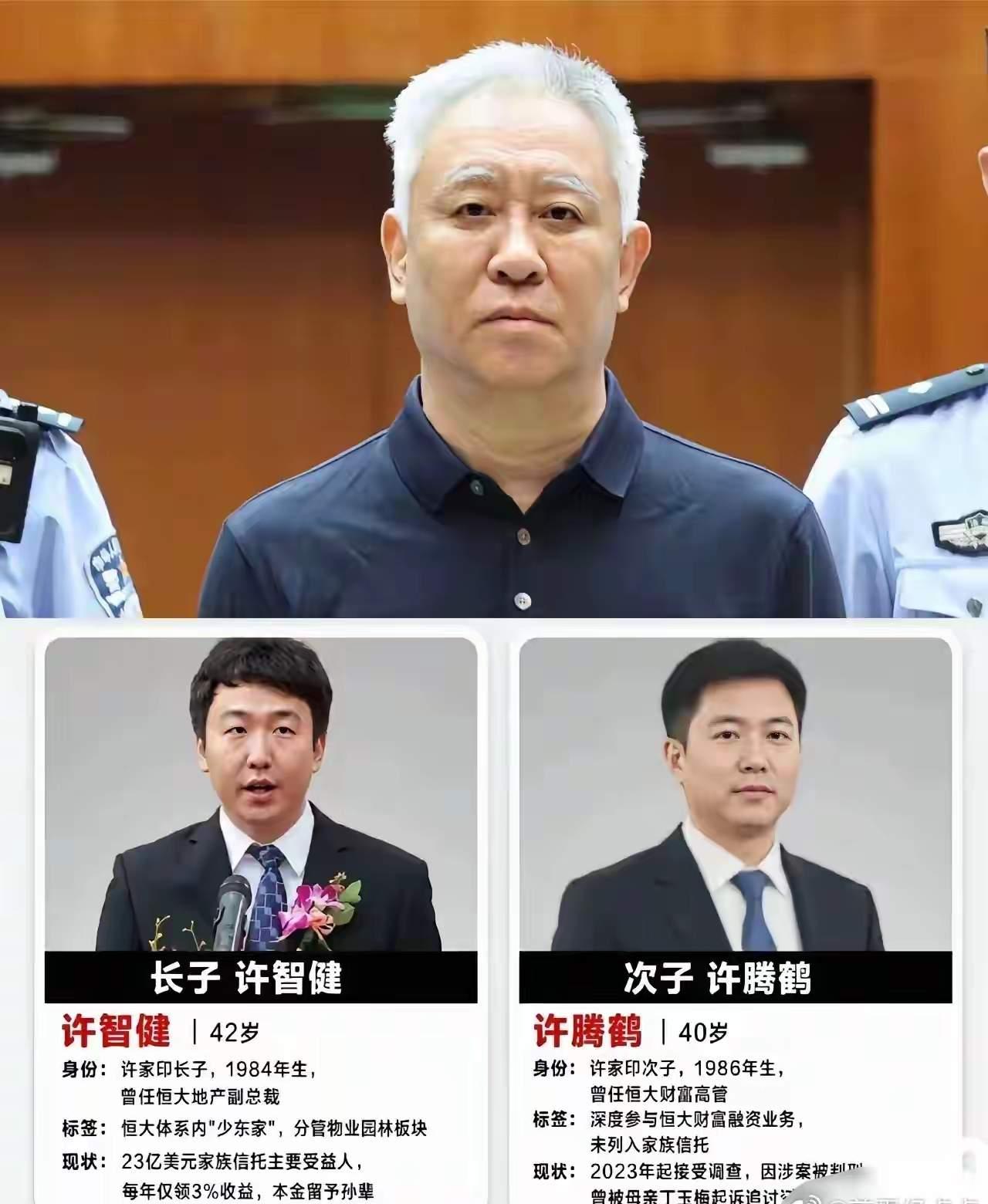 许腾鹤是许家印的次子，被许家印寄予厚望和偏爱，被作为恒大的接班人进行培养的，妥妥