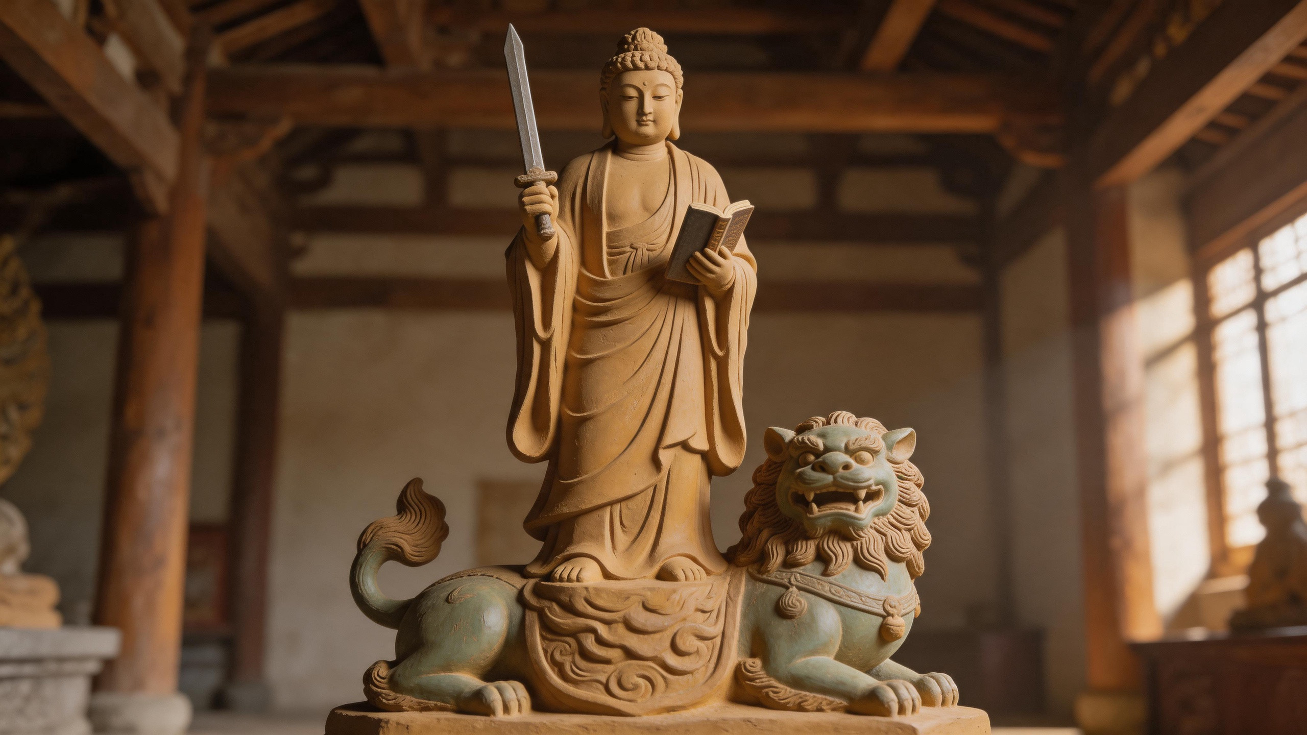 愿文殊赐智，事事开窍；福运临门，日日心安。