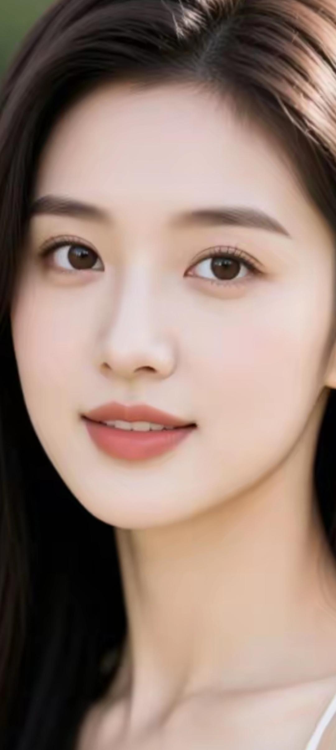 温柔甜美的少女，清新自然的妆容，让人心动的微笑。