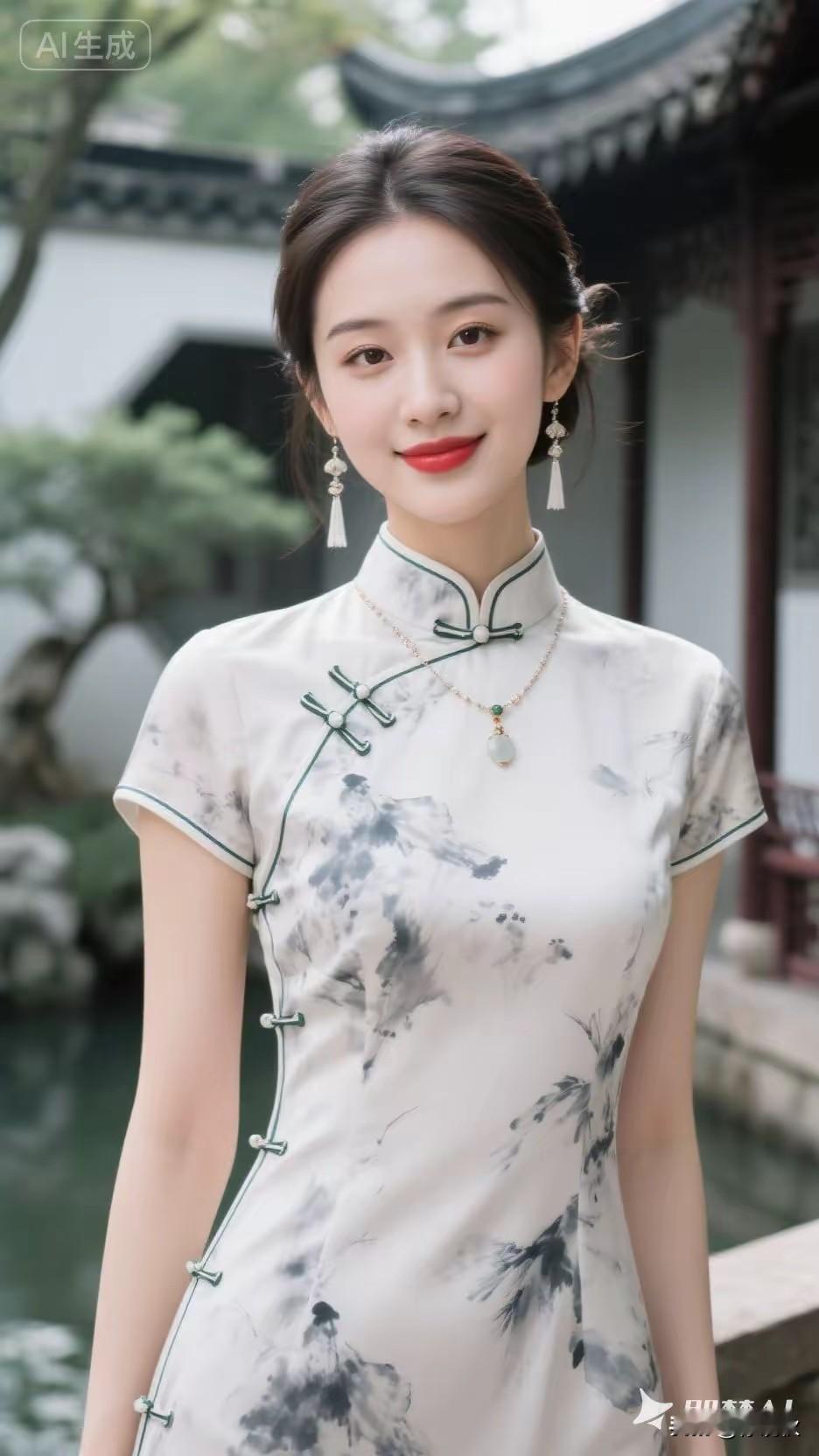 清水出芙蓉。天然去雕饰。旗袍雅致，国风古韵。清新典雅，端庄秀丽。