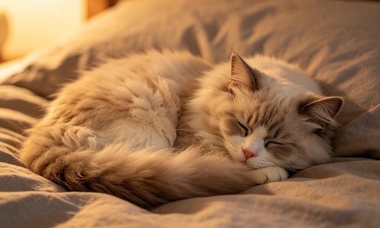 猫咪一定要跳上床再好的猫窝也留不住小家伙，床才是它的快乐老家。总爱蜷在枕边、脚边