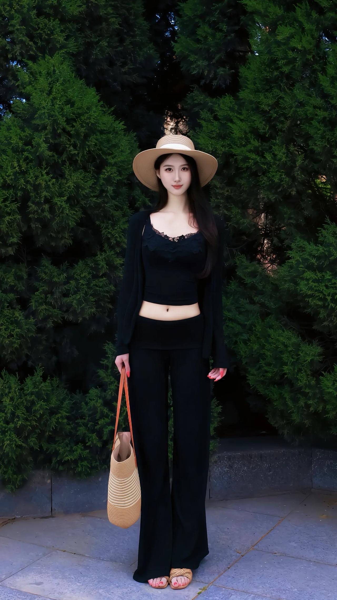 绿树掩映下，美人倚翠阴。