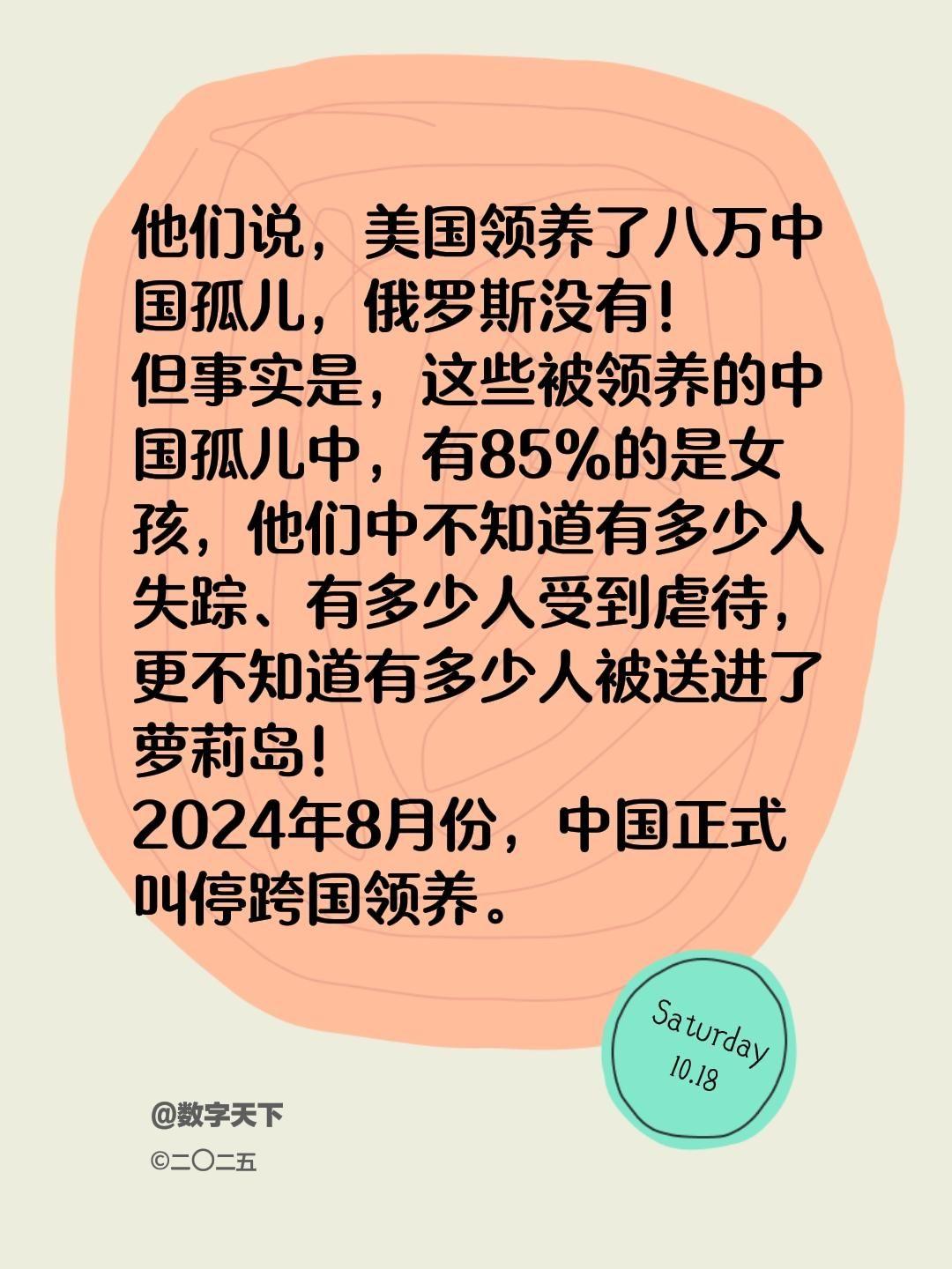 我评论了@数字天下的作品:他们说，美国领养了八万中国孤儿，俄罗斯没有！但事