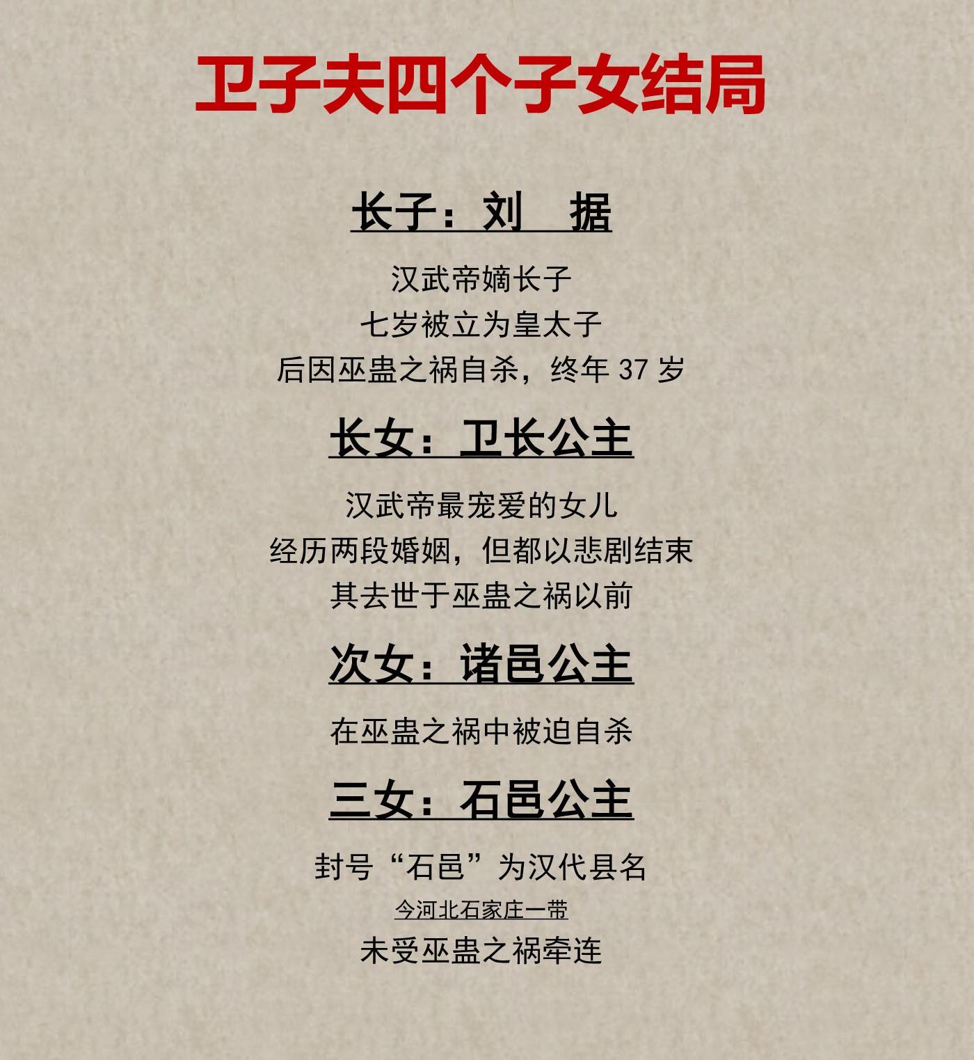 卫子夫四个子女皆命运坎坷，难道真是帝王家无情所致？