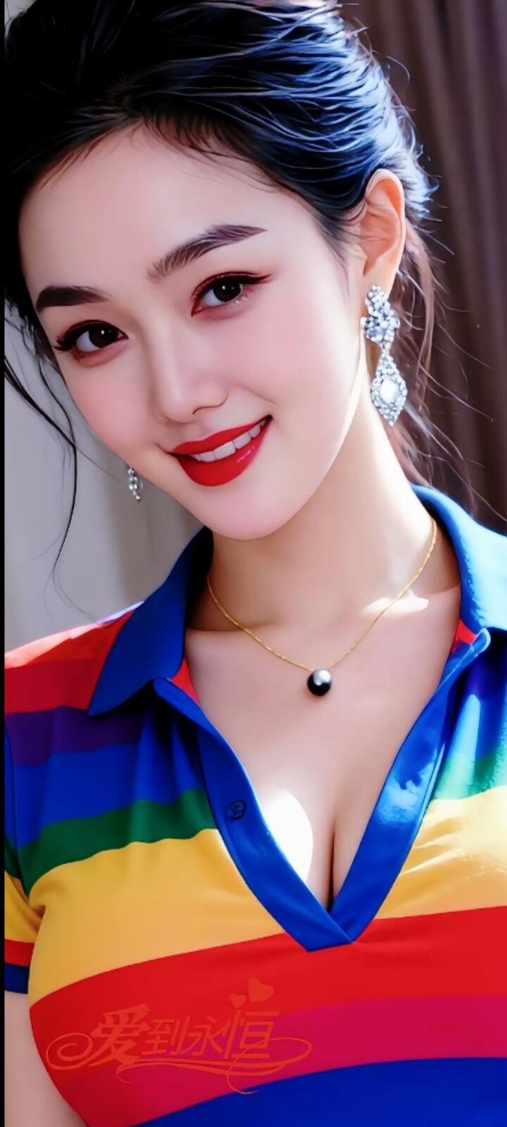 元气满满的一天，从彩虹条纹衫开始！🌈✨