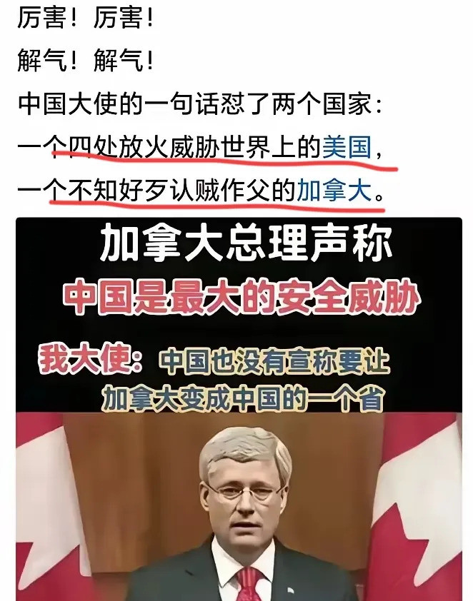 加拿大说中国是威胁，大使回应让人发笑---