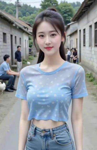 青春少女，乡村奇遇！这是一名城市女孩，近日来乡村旅游，游兴非常高。她确实美丽动人