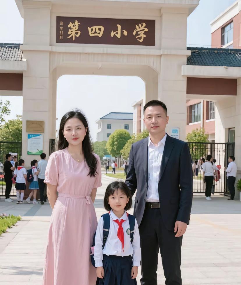 一家三口都漂亮。
