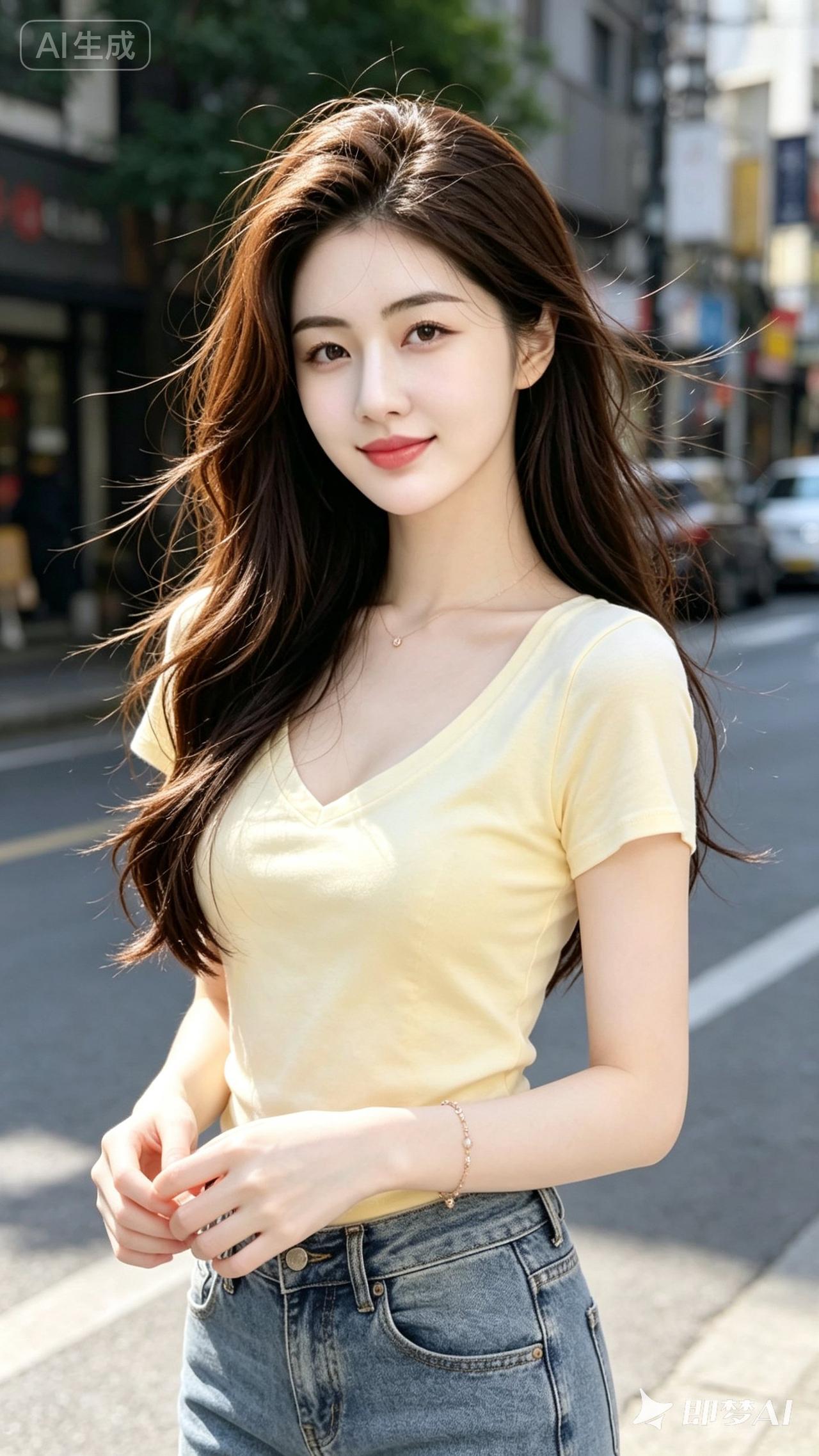 元气少女穿搭指南：清新黄色T恤+牛仔裤，活力满满！🌞👗👖
