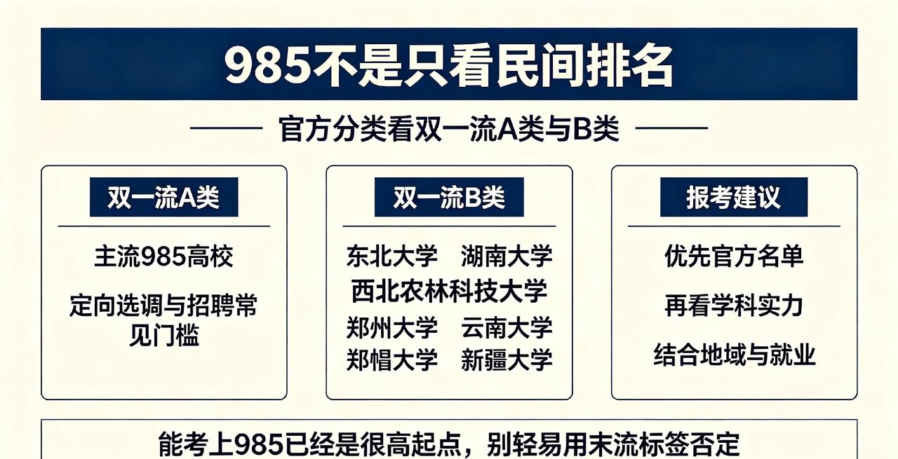 别再瞎传“末流985”了！985的官方分类，其实只有这一种网上聊985，总