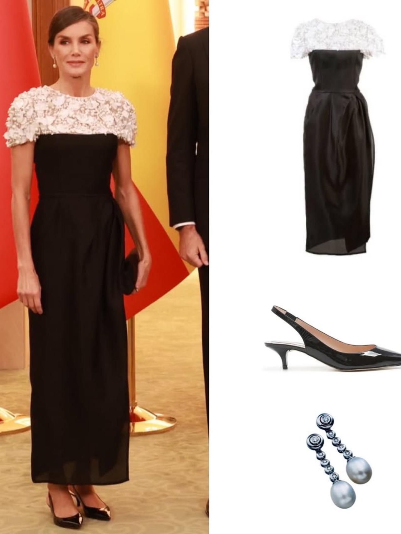 莱蒂齐亚王后颜值高，笑靥如花好惊艳出席中方晚宴，莱蒂齐亚王后一袭黑色连衣裙惊艳