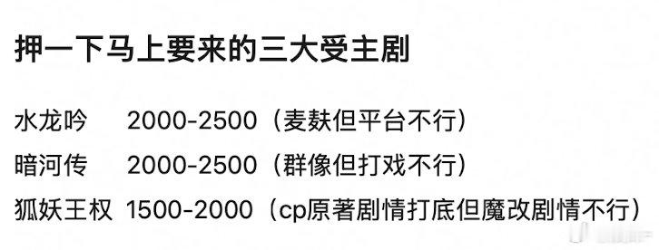 狐妖前面两部好像也都没过两千吧？​​​