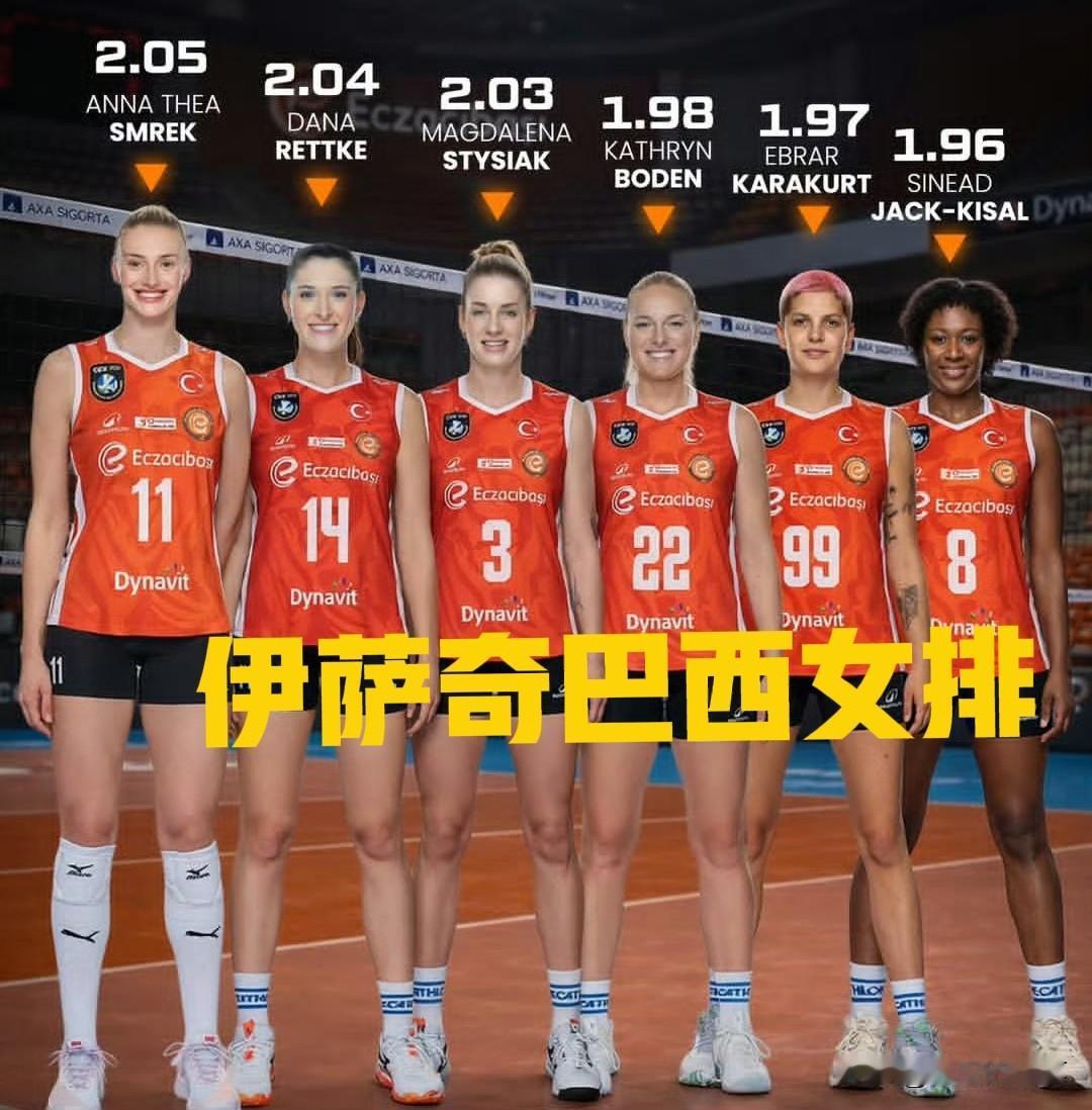 瞧，土耳其伊萨奇巴希女排这身高，要李盈莹去了，只能排末尾[捂脸哭]表弟卡拉库尔特