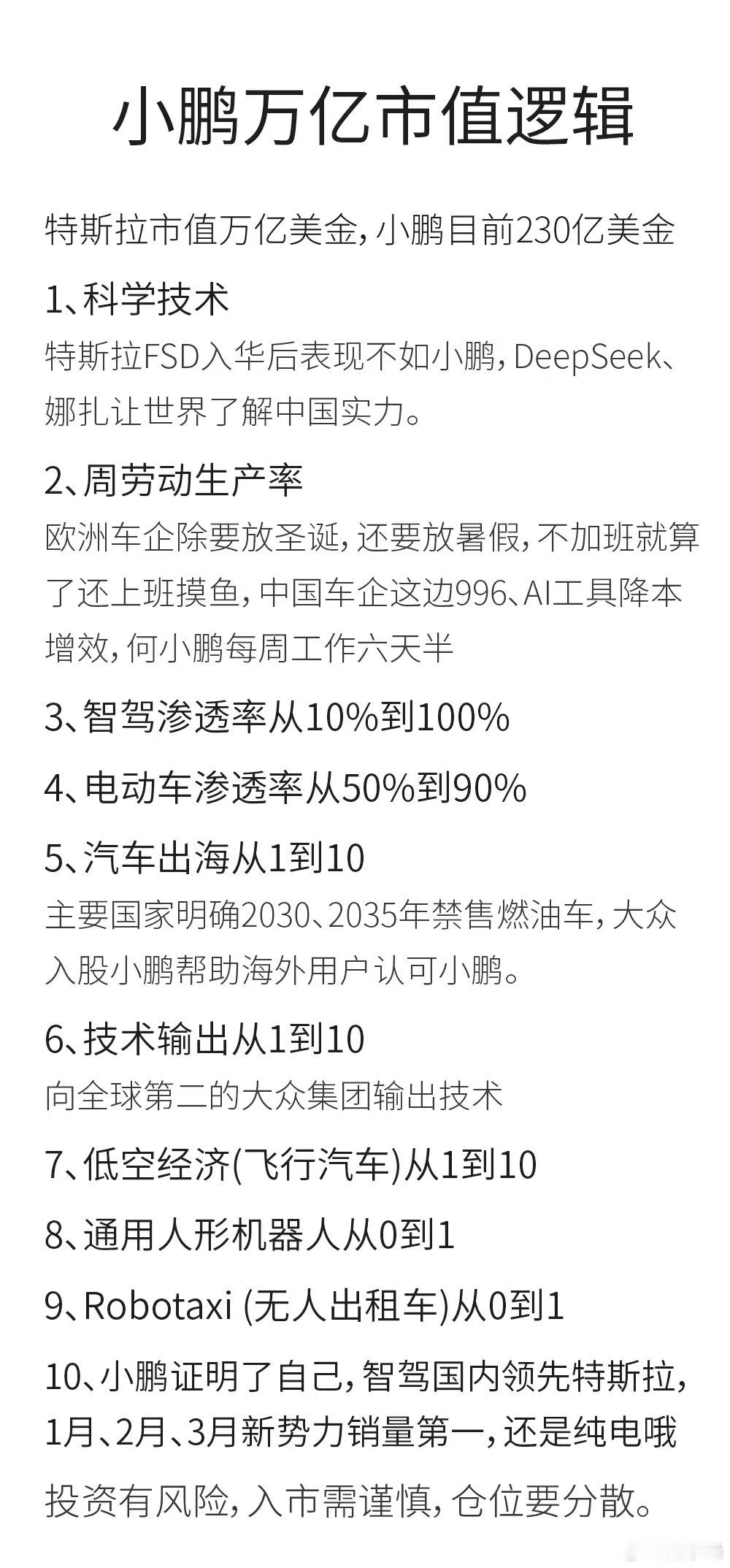 小鹏万亿市值逻辑特斯拉市值万亿美金，小鹏目前230亿美金1、科学技术特斯拉FSD