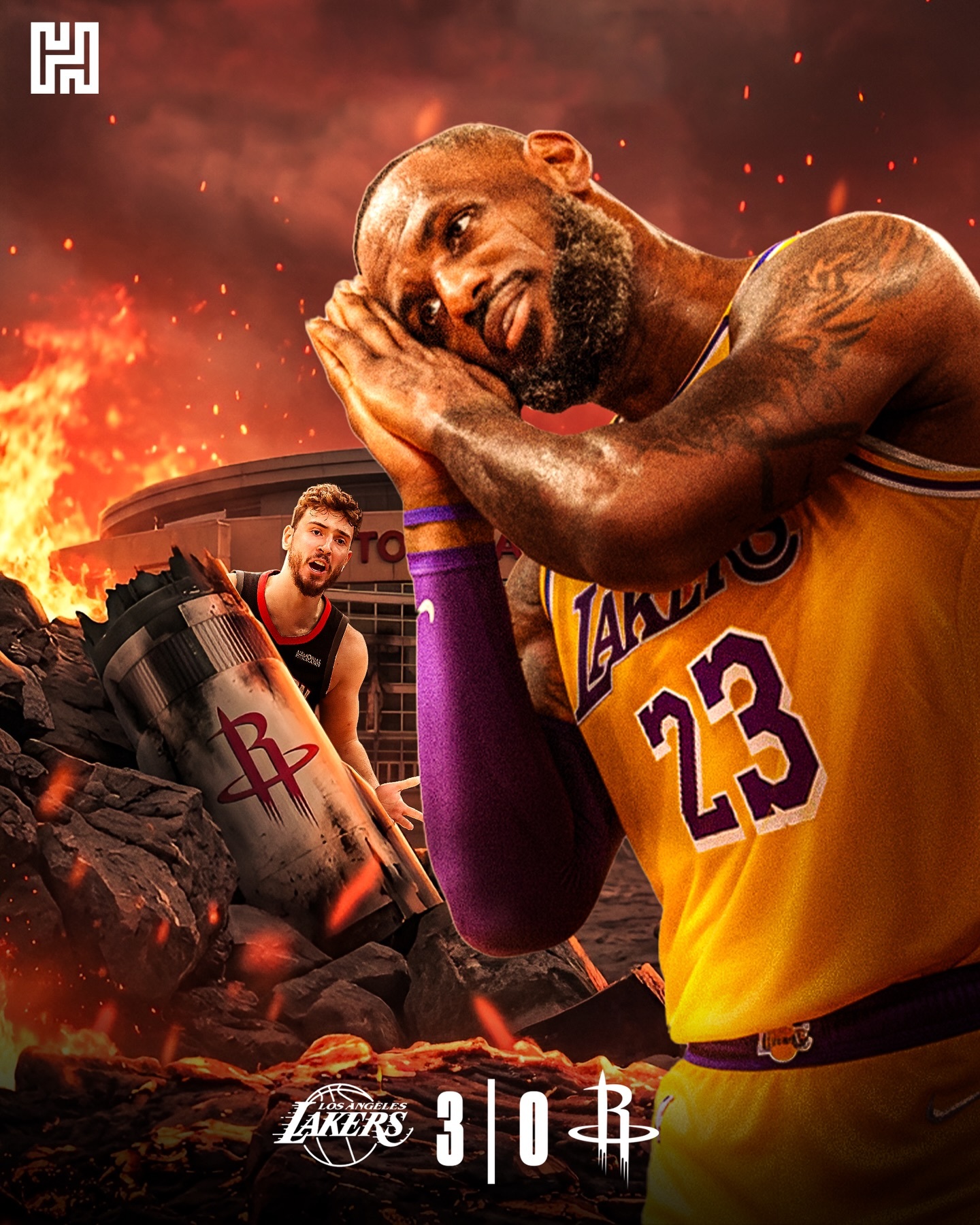 卧槽！湖人再度战胜火箭，系列赛3比0了！！——詹姆斯，29分13篮板6助攻——八