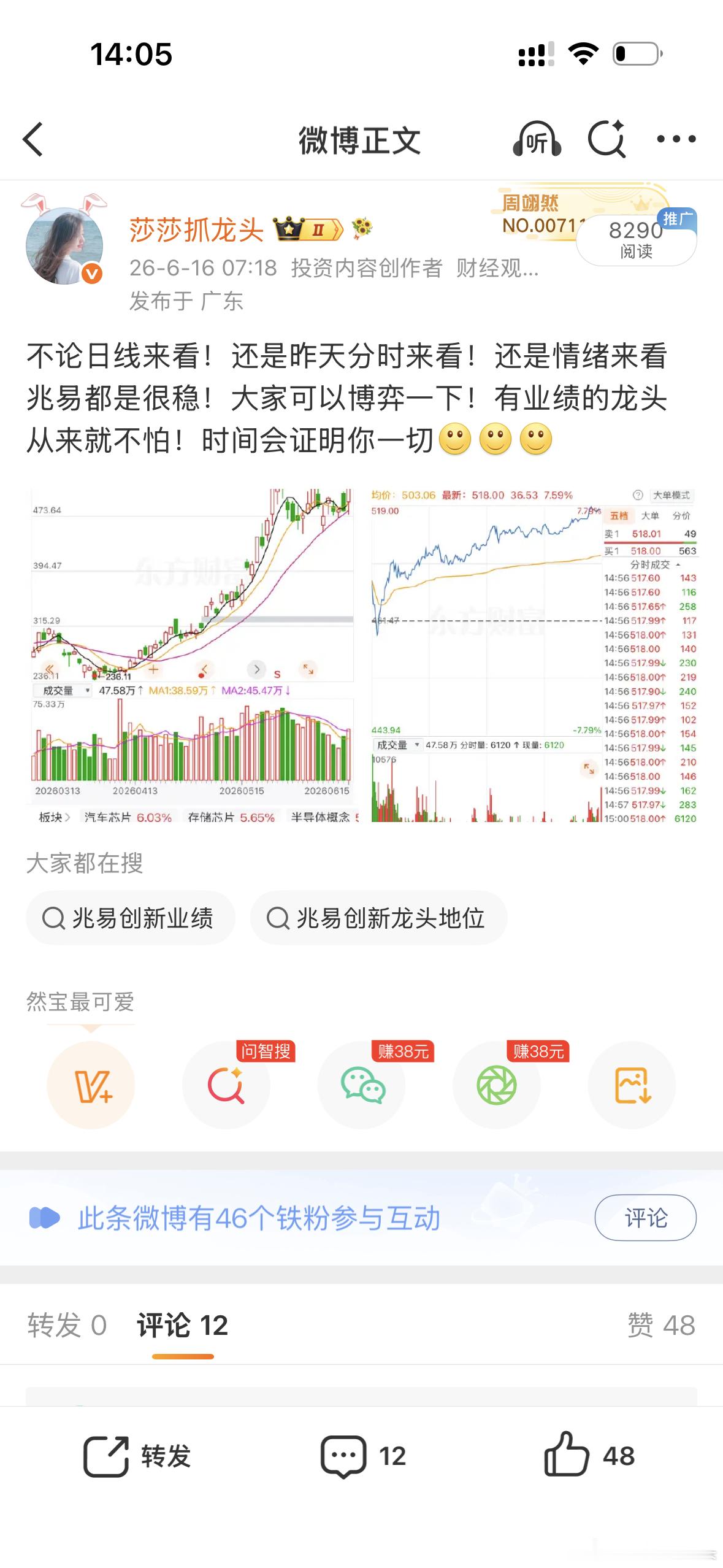 昨天给大家的早餐兆易创新！今天大家都满足吗？莎哥是在用心做好每一件事！这不存储今