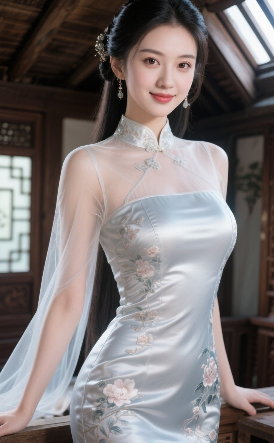 旗袍淑女步轻盈回眸一笑百媚生