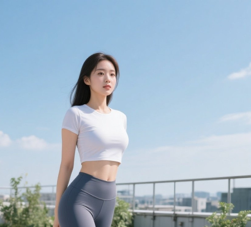 少妇瑜伽展风姿天台光影衬柔美