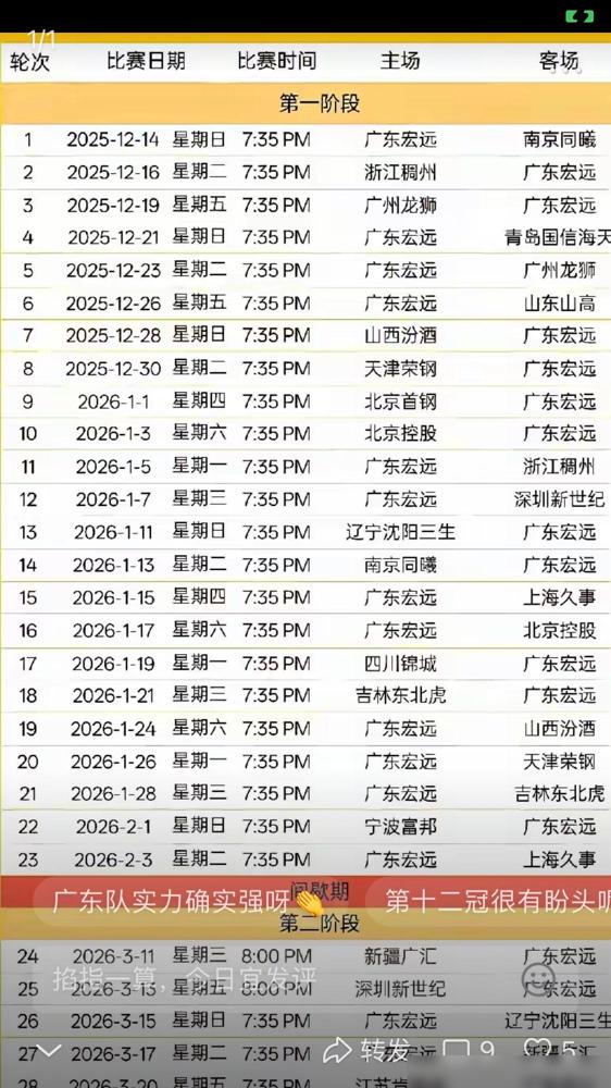 可靠消息，广东球迷有福气啦……明天，CBA新一轮赛季就要开启！简单说下发