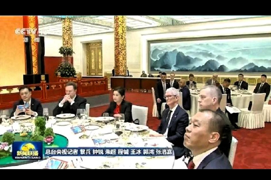 马斯克、库克两大世界大佬同席，中间坐着湖南乡下走出的农村妹子周群飞，白手起家逆袭
