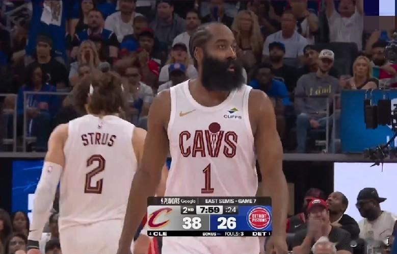 今日躺赢局！NBA季后赛，骑士抢七晋级东决，哈登9分+5板+6助+1误，10中2