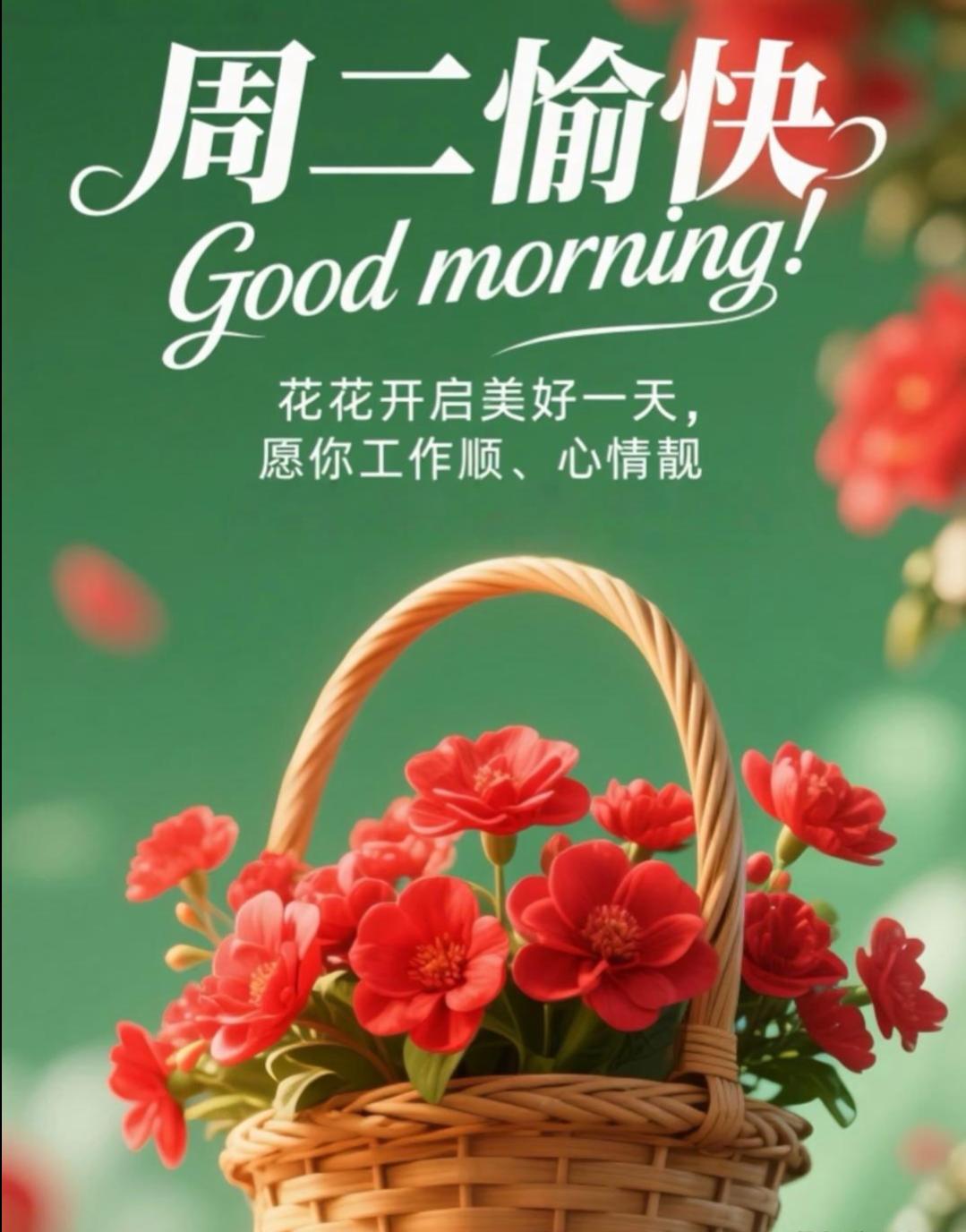 🌹周二已至，愿你在新的一天里，愿你怀揣勇气与信心，从容迎战今日的挑战，心怀热望