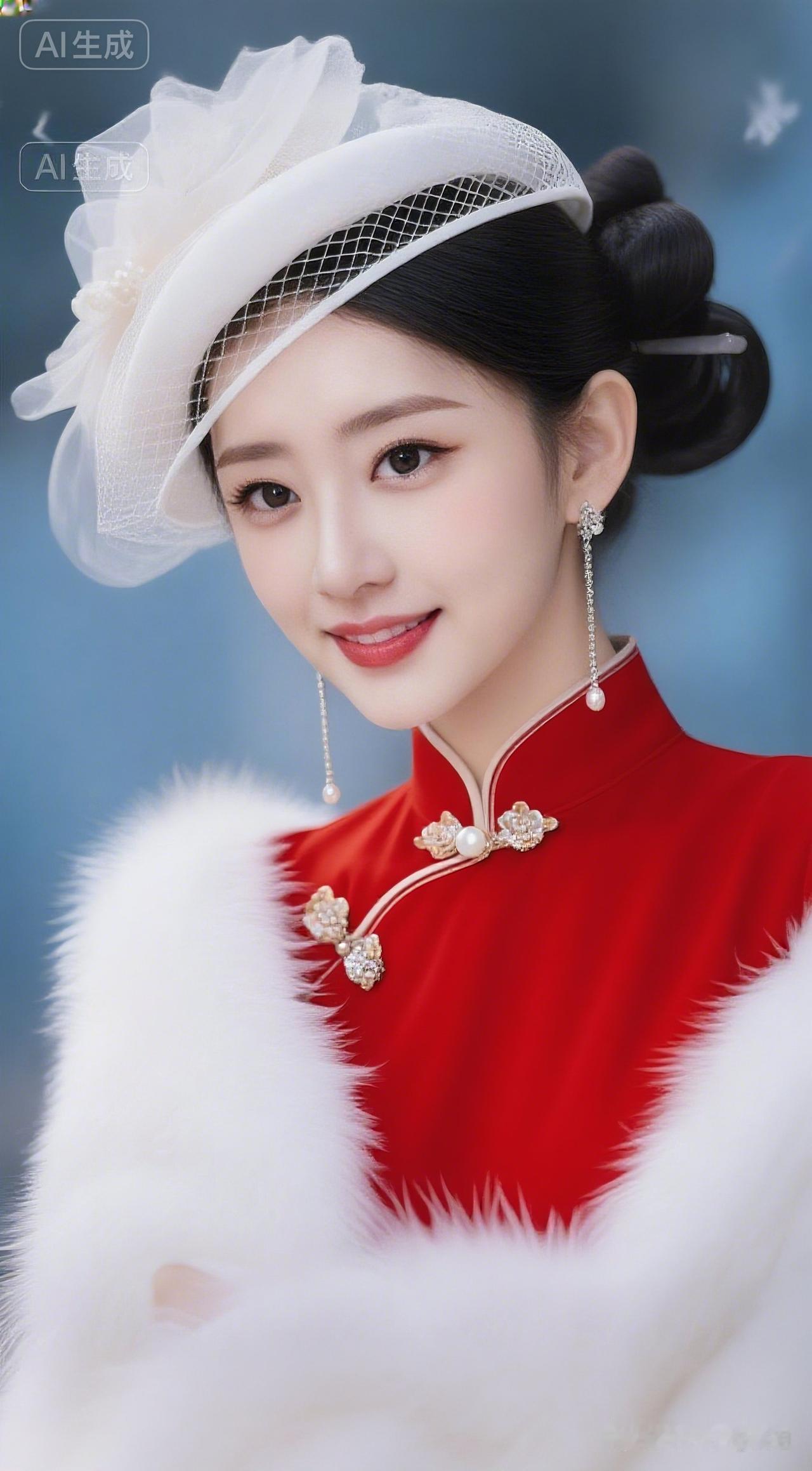 优雅复古风，红衣白纱，甜美微笑，梦幻新娘装！