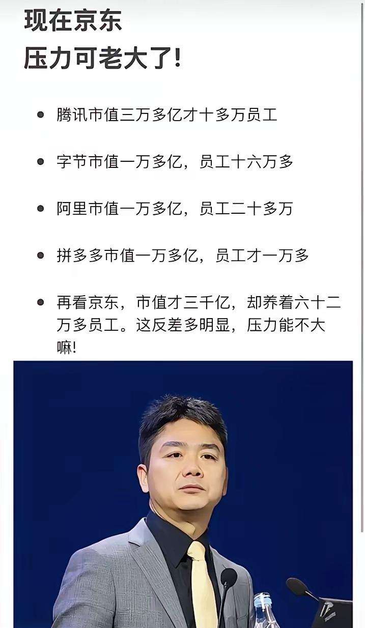 京东刘强东面临的压力究竟有多重？看看这组数据你就明白了！你看其他互联网大厂，