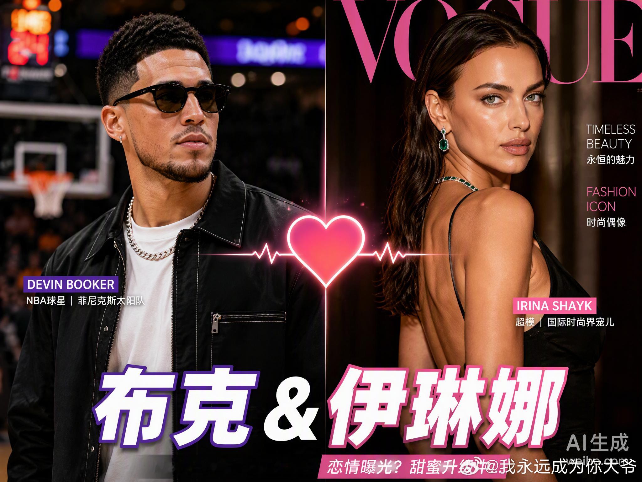 布克与C罗前任交往这瓜保熟吗？🍉布克和伊琳娜·莎伊克被曝在汉普顿约会，媒体还
