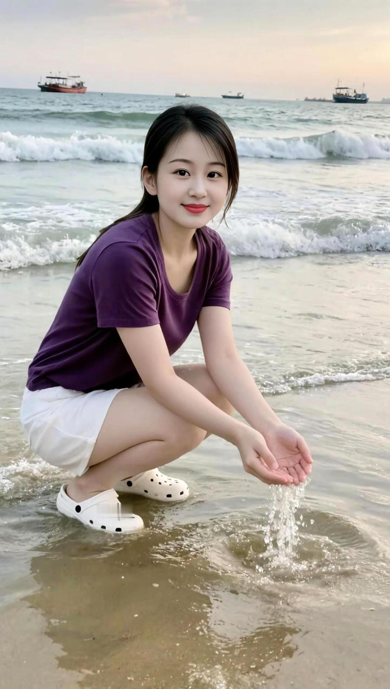 清新自然素颜照治愈系AI海滨生活照ai创作全新升级